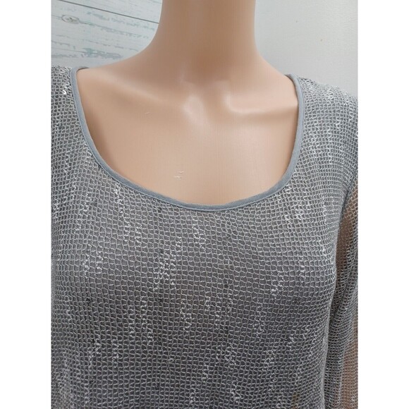 Krazy Kat Gray Ivory Floral 3/4 Puff Sleeve Popover Tunic Top Womens 2X - Picture 3 of 11